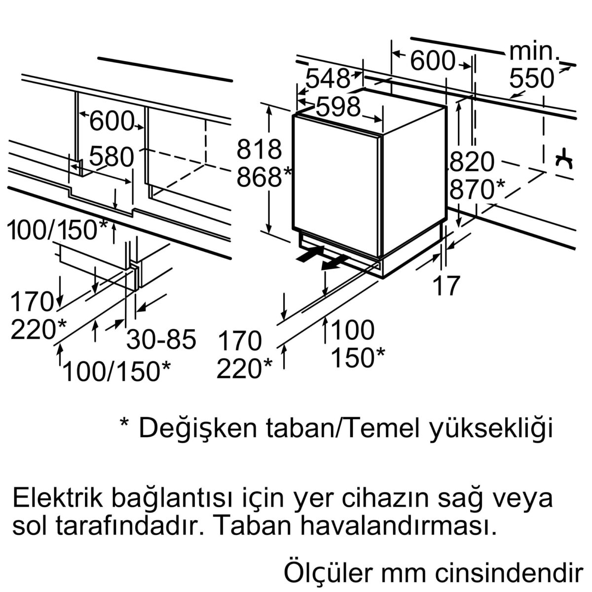Siemens GU15DADF0 3 Çekmeceli Ankastre Derin Dondurucu
