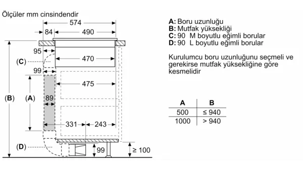 16534423_Ducted_recirculation_exhaust_side_90_Bow_M_top_mounted_tr-TR Siemens EH811BE15E Davlumbaz Entegreli Ankastre İndüksiyonlu Ocak