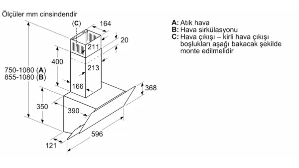 Siemens LC65KA270T Beyaz Duvar Tipi Davlumbaz