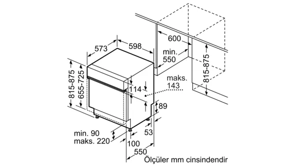 SİEMENS SN57ZS80DT iQ700 Yarı Ankastre Bulaşık Makinesi 60 cm Paslanmaz çelik