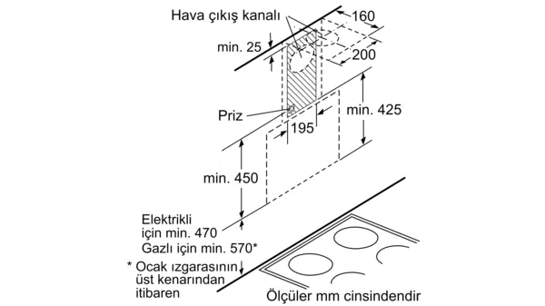 Siemens LC65KA270T Beyaz Duvar Tipi Davlumbaz