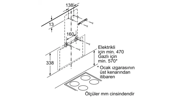 Siemens LC65KA270T Beyaz Duvar Tipi Davlumbaz