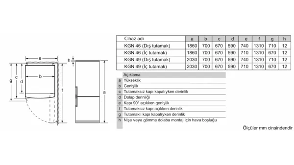 iQ300 Alttan Donduruculu Buzdolabı KG46NUIF0N 186 x 70 cm Kolay temizlenebilir Inox