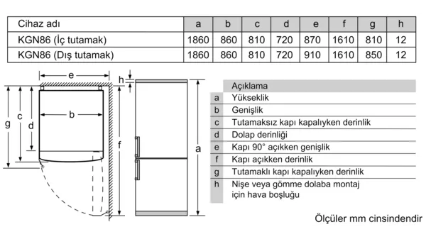 MCZ_01016989_640383_KGN86AW30N_tr-TR Siemens KG86BAIF0N iQ500 Alttan Donduruculu Buzdolabı 186 x 86 cm Kolay temizlenebilir Inox
