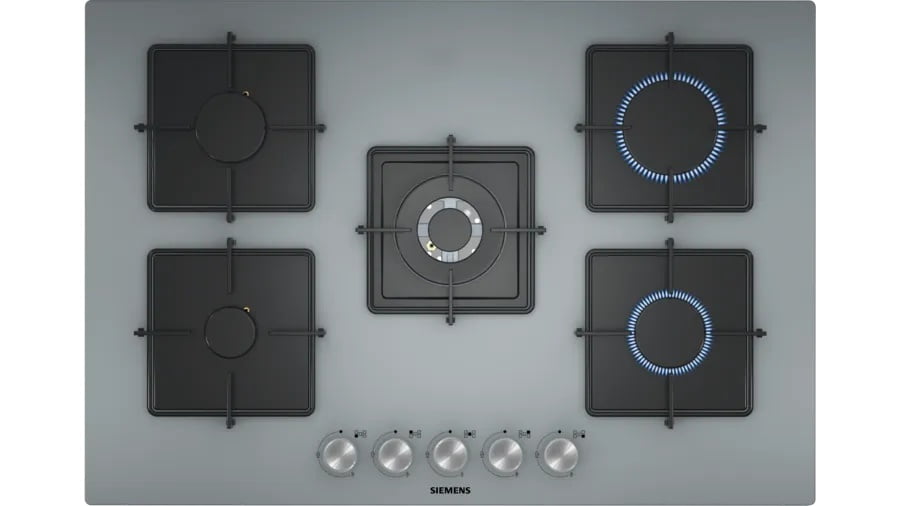 Siemens EN7B8QO12O iQ300 Gazlı Ocak 75 cm Sert cam, Titanium gri