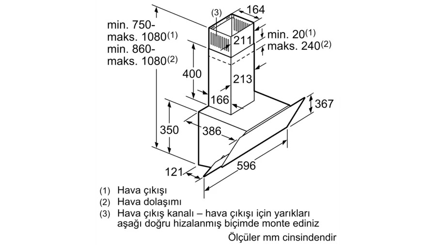 Siemens LC66KAJ20T iQ300 Duvar Tipi Davlumbaz