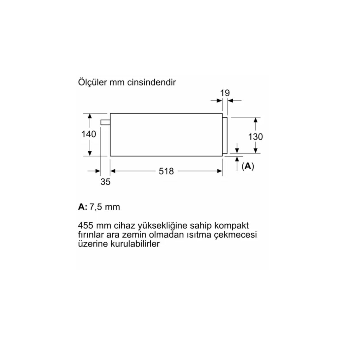 Siemens BI710C1B1 iQ700 Sıcak Tutma Çekmecesi 60 x 14 cm Siyah