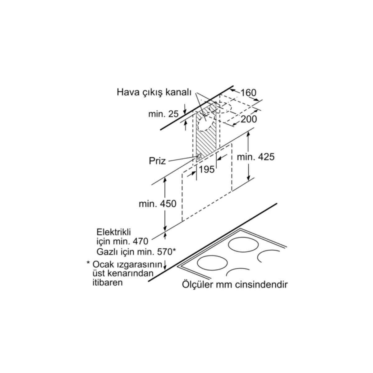Siemens LC65KAJ00T iQ300 Duvar Tipi Davlumbaz 60 cm Antrasit Gri (MONTAJ SART)