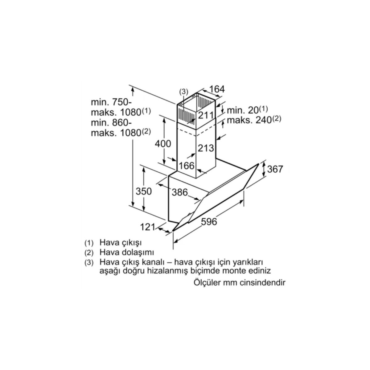 Siemens LC65KAJ00T iQ300 Duvar Tipi Davlumbaz 60 cm Antrasit Gri (MONTAJ SART)