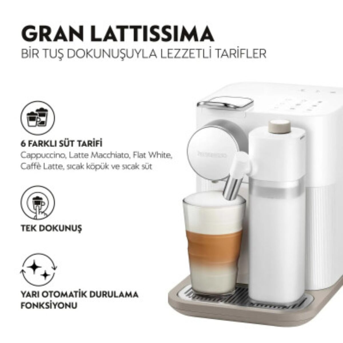 Nespresso F541 Gran Lattissima White Kapsül Kahve Makinası